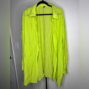 Lightweight sheer lime green button up blouse